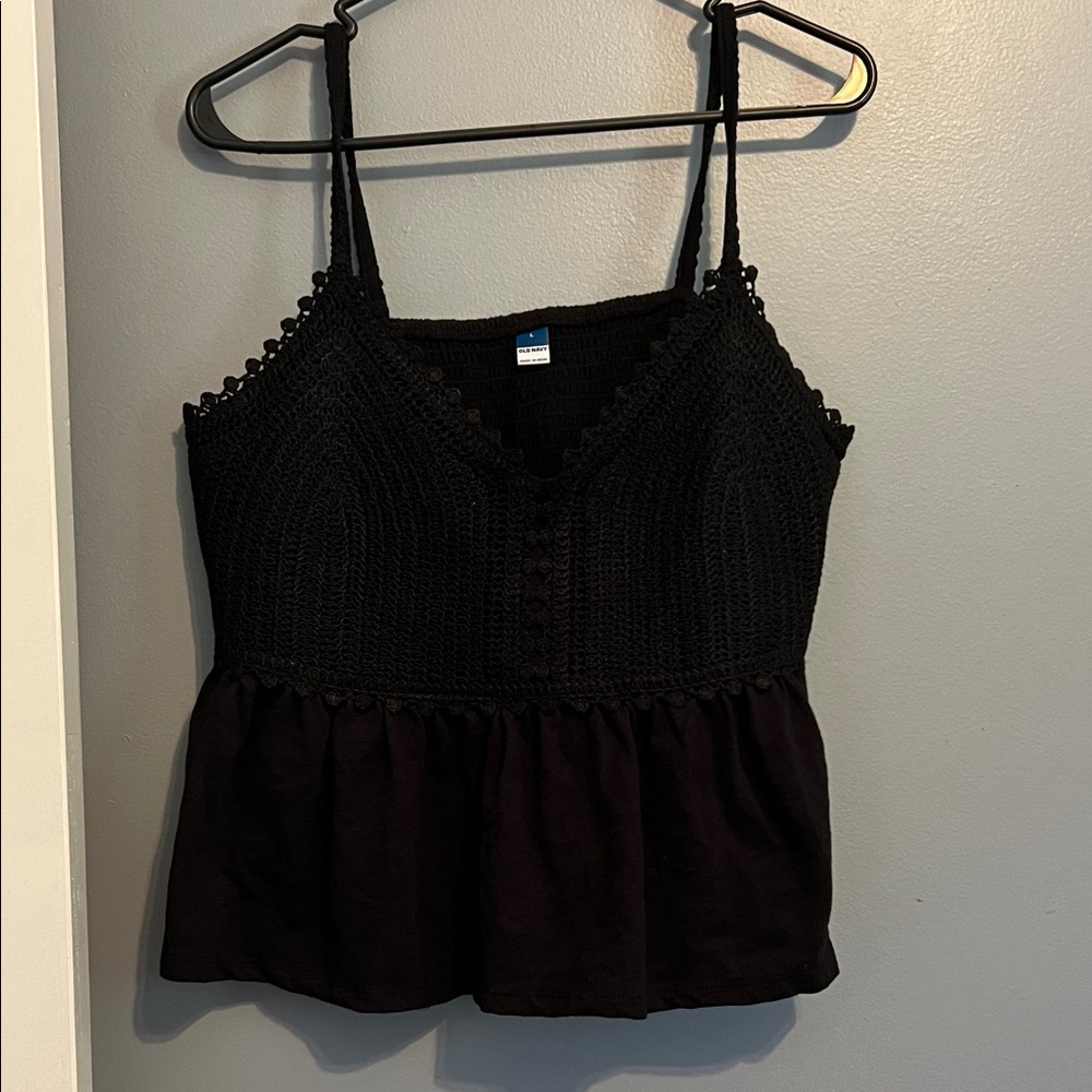 Old Navy Black Crochet Camisole Top